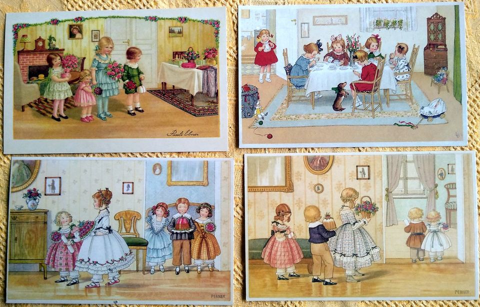 Postkarten Künstlerkarten Puppen Pauli Ebner Puppenmuseum sammeln in Engelskirchen
