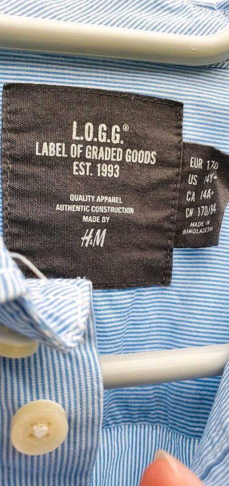 Oberhemd Hemd H&M blau weiß gestreift Gr 170 in Berlin
