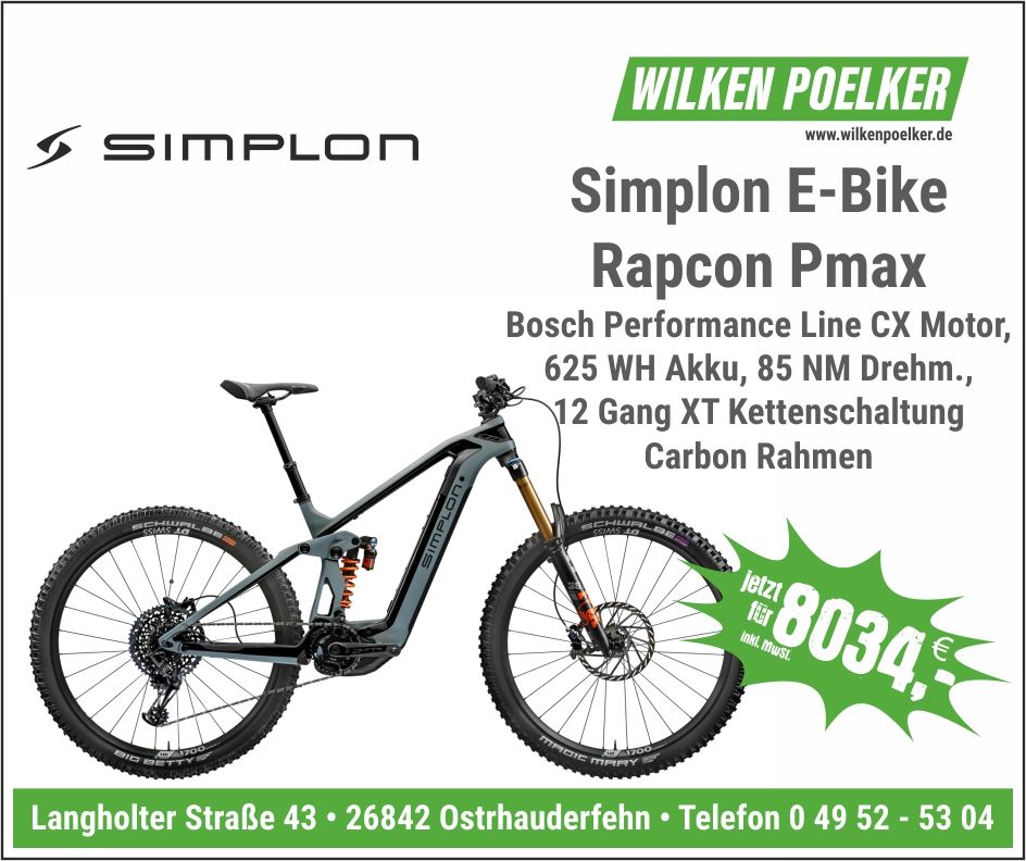 E-Bike Simplon Rapcon Pmax Mountainbike Carbon Bosch in Ostrhauderfehn