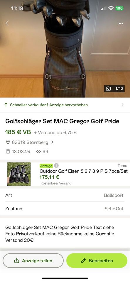 Golfschläger Set MAC Gregor Golf Pride in Starnberg