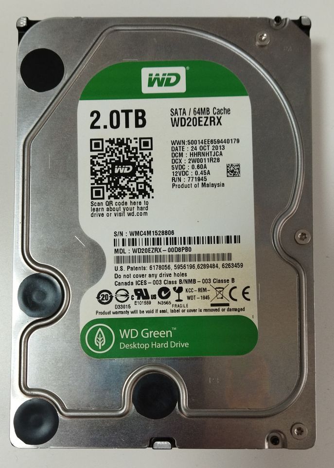 2x WD Green 2TB SATA Festplatte 2000GB Western Digital WD20EZRX in Rheinstetten