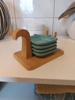 Aschenbecher Set - Keramik - mit Holzständer - 4 Stück - DDR Sachsen-Anhalt - Könnern Vorschau