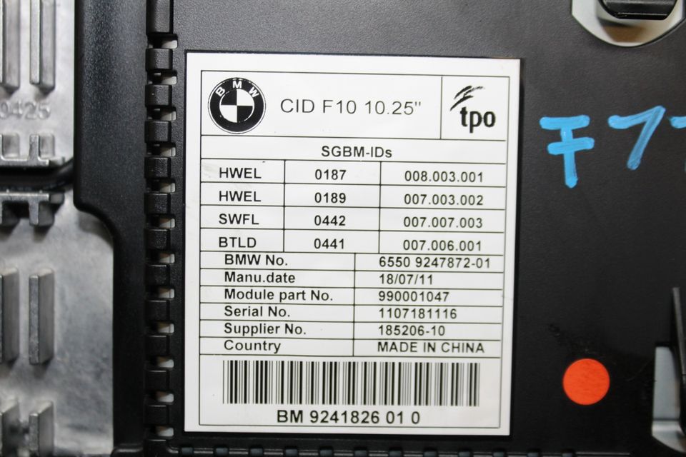 BMW F11 F10 Navibildschirm Display Bordmonitor Monitor 9247872 in Dorsten