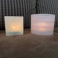 2 Teelichthalter weiß/rose Glas handmade von Sandra Rich Schleswig-Holstein - Grundhof Vorschau