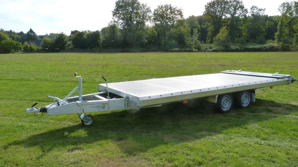 ⭐ BAOS Voll Aluminium Maschinentransporter 5,1x2,1 m; ankippbar, Kipppritsche, Pkw Anhänger, Kommunaltransport, Landmaschinen, Rasenmäher, Kleintraktor, Lochblechboden, Pkw Transport Autotransport, in Großenkneten