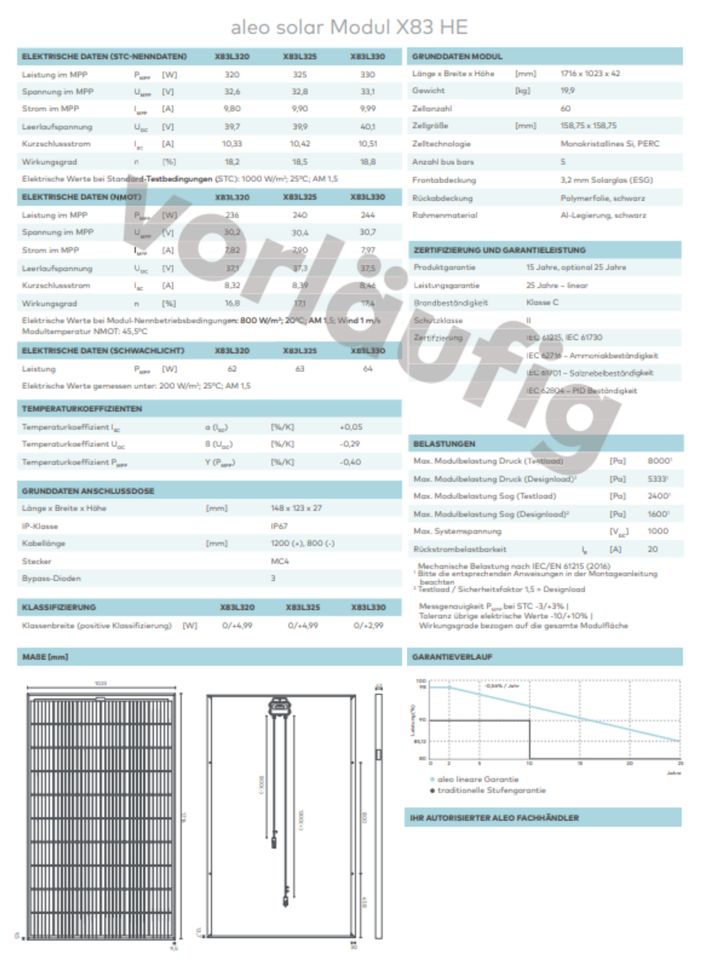 Balkonkraftwerk 666 Wp, DEYE SUN-M80G4-EU-Q0 + 2x Aleo X83 in Aalen