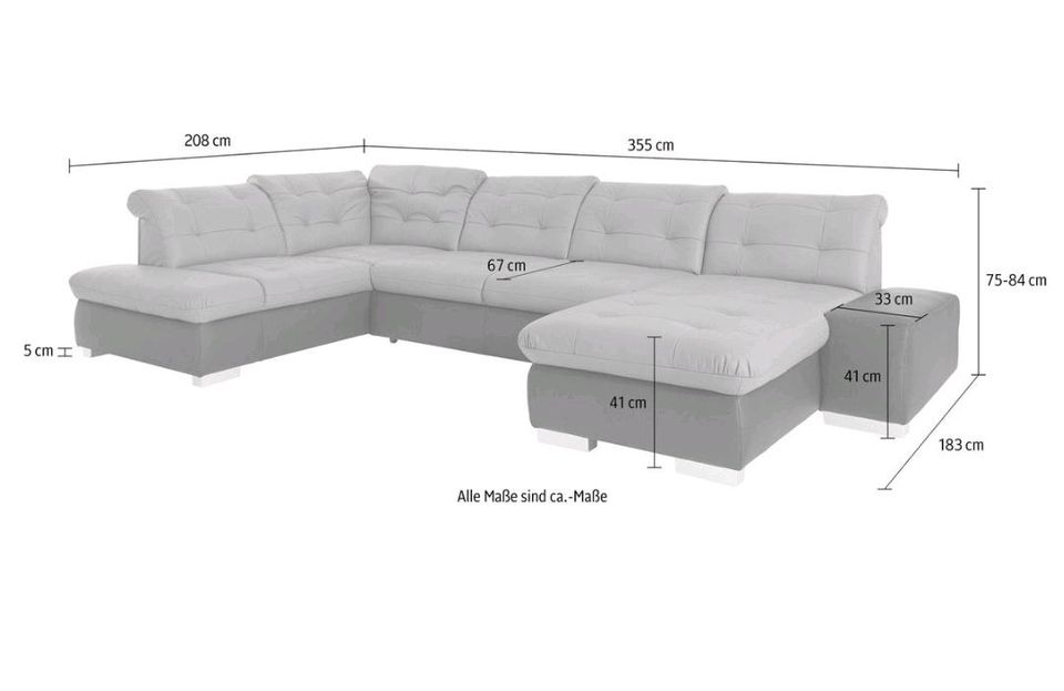 XL Wohnlandschaft U-Form Big Couch 355x208/183 cm Aubergine-Lila in Schönhausen (Elbe)