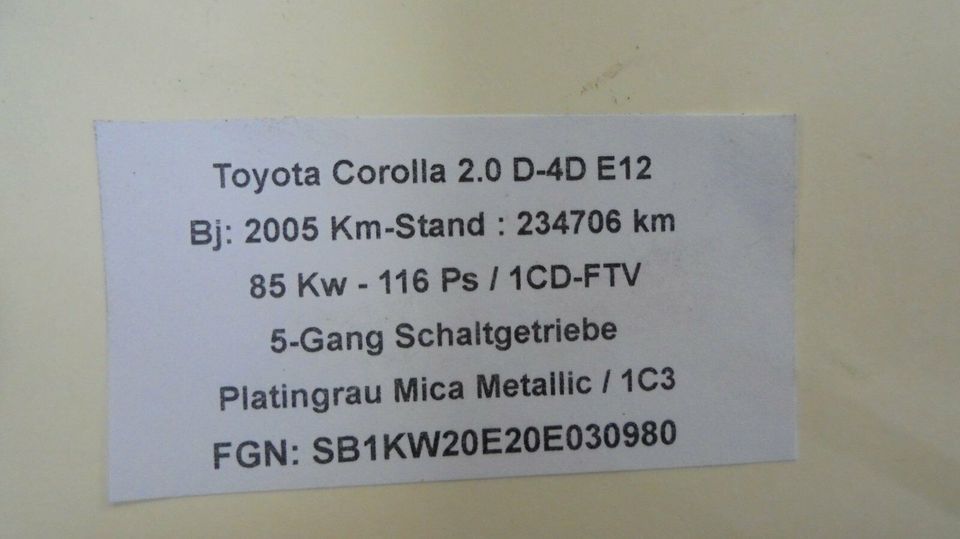 Toyota Corolla E12 2.0 D-4D Motorsteuergerät ECU 89666-02320 in Gelsenkirchen
