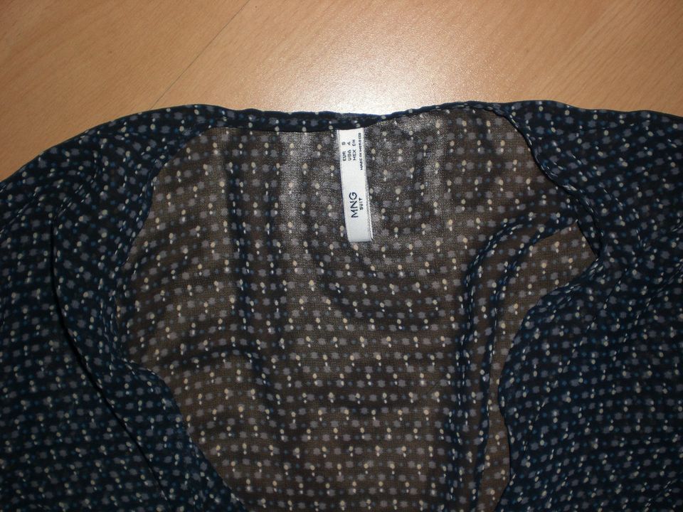 MNG Blaue transparente Bluse Gr. S Langarm in Kamp-Lintfort