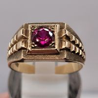 ❤Antiker Art Deco Ring aus 333er Gelbgold und synthetischem Rubin Essen - Steele Vorschau