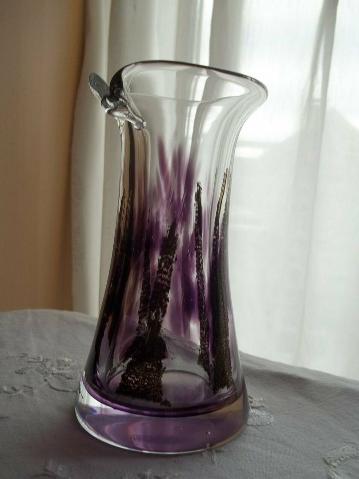 Glas Vase mit Einschmelzungen Kragenrand mundgeblasen WMF? Gral? in Dorsten