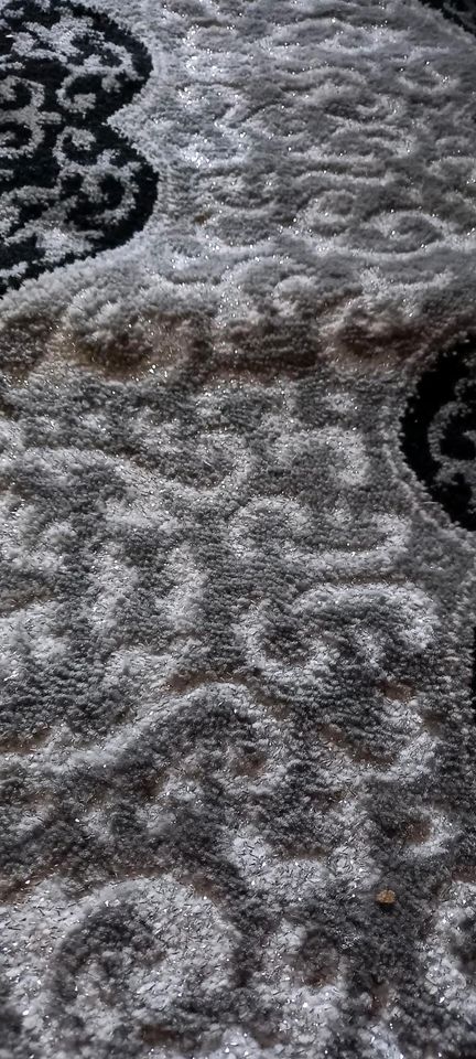 Teppich 80 x 150cm grau/schwarz/silber mit Glitzer in Castrop-Rauxel