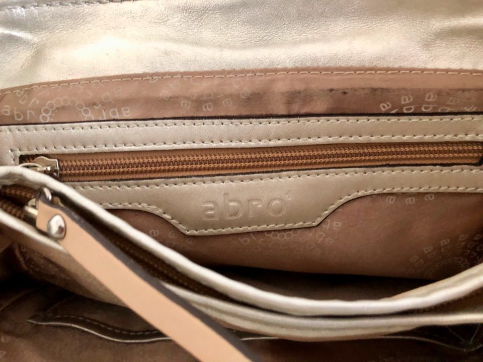 Abro Handtasche Leder silber beige Vintage 2YK in Heidelberg