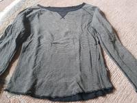 ❤ Langarmshirt Noa Noa schwarz grau gestreift Sachsen - Pulsnitz Vorschau
