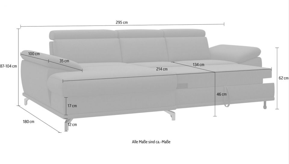 Ecksofa & Hocker 295cm Federkern Rosa Schlaffunktion Bettkasten in Köln