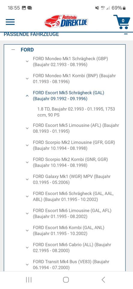 Luftmengenmesser Ford Escort Mk5 Mk6 Mondeo Mk1 Mk2 Transit Mk4 in Mühlacker