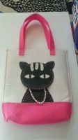 Tasche Katze Fleece Weiß Rosa Selbstgemacht Tragetasche Niedersachsen - Diekholzen Vorschau