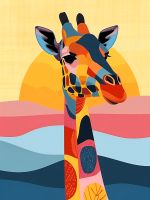 Poster, bunte Giraffe in geometrischer 2D Illustration Hannover - Mitte Vorschau