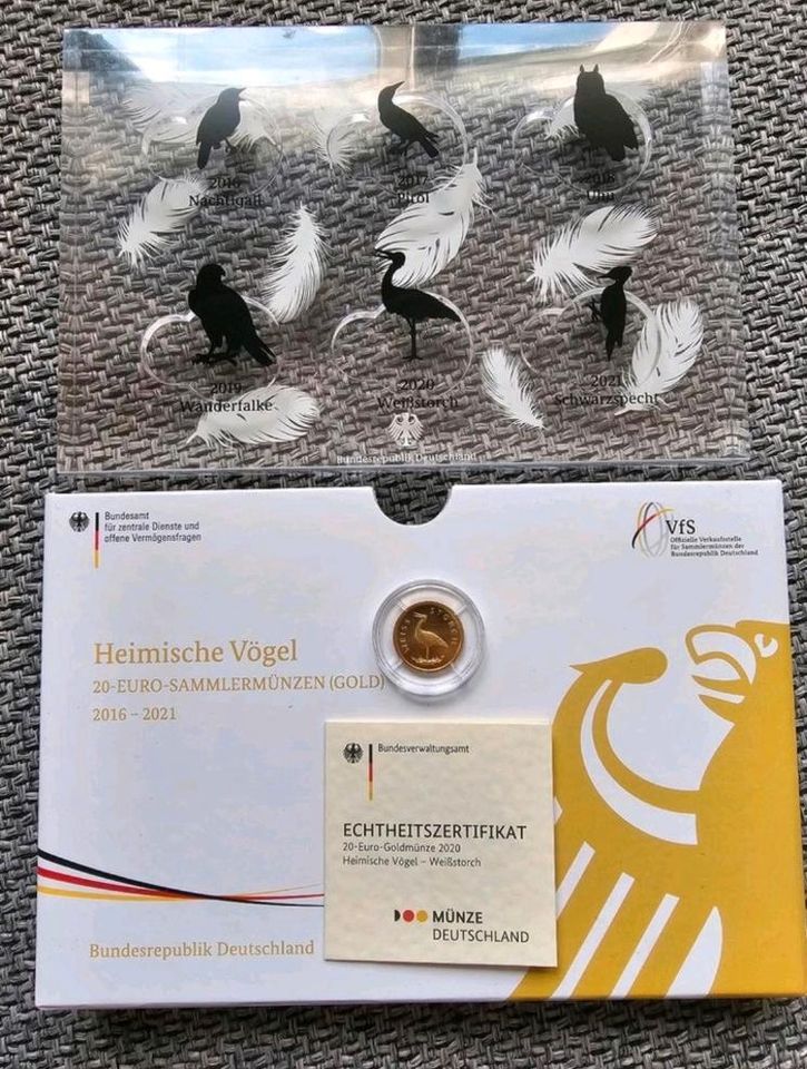 20 Euro Gold - 2020 - Heimische Vögel - Weißstorch F mit Box in Wermelskirchen