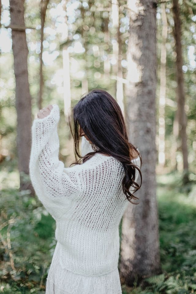 Braut Pulli Hochzeit Mohair Seide Pullover creme weiß ivory in Lilienthal