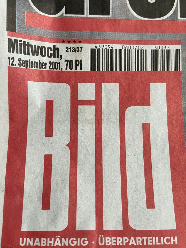 Bild vom 12.September 2001 Sonderausgabe Original in Göttingen