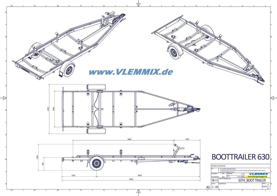 Bootsanhänger VLEMMIX MOTORBOOT Trailer 1800 WERKSVERK. ab VENLO in Königsdorf