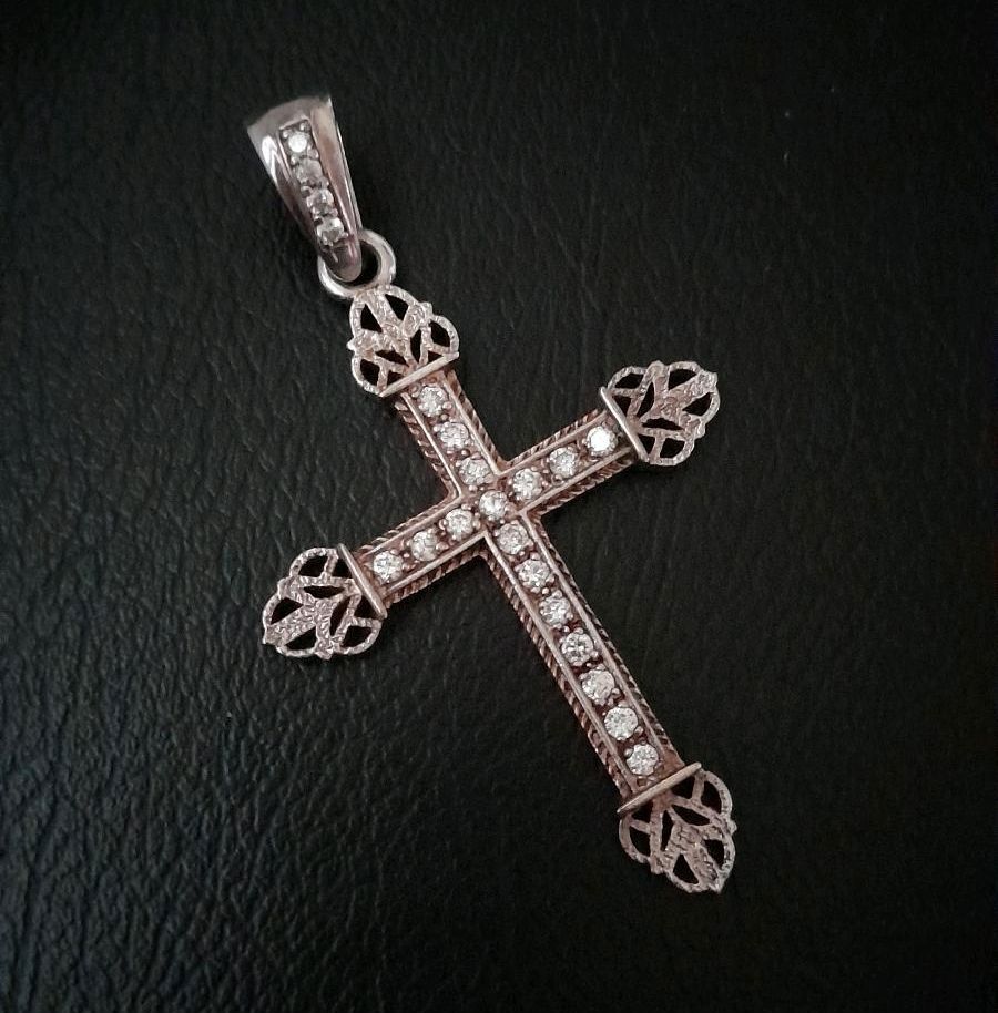 Großer Kreuz Anhänger, Kruzifix in 925 Silber, massiv in Viersen
