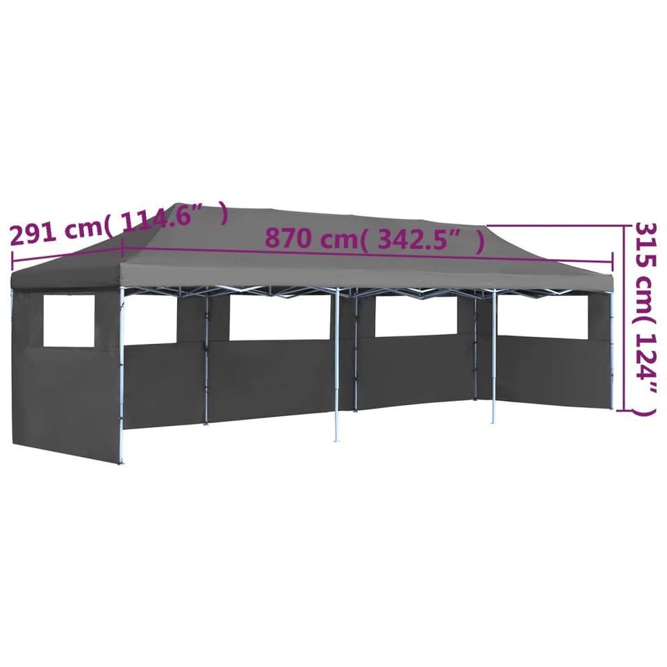 Pavillon faltbar Anthrazit mit 5 Seitenwänden 3 x 9 m in Rülzheim