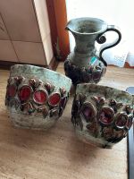 Vintage Set, Vase und Übertöpfe, glasierte Keramik Niedersachsen - Grasleben Vorschau