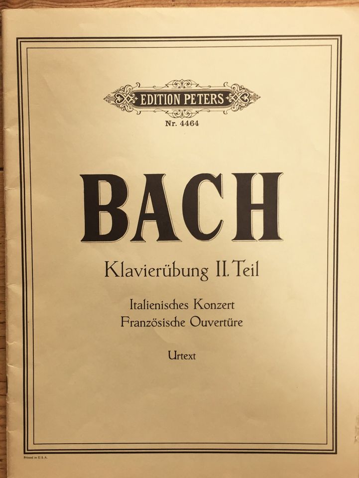 Klaviernoten Bach Klavierübung 2.Teil Edition Peters Nr. 4464 in Utting