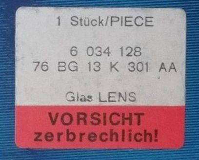 Ford Taunus MK2 MK3 Blinkerglas rechts 6034128 NOS in Ohrum