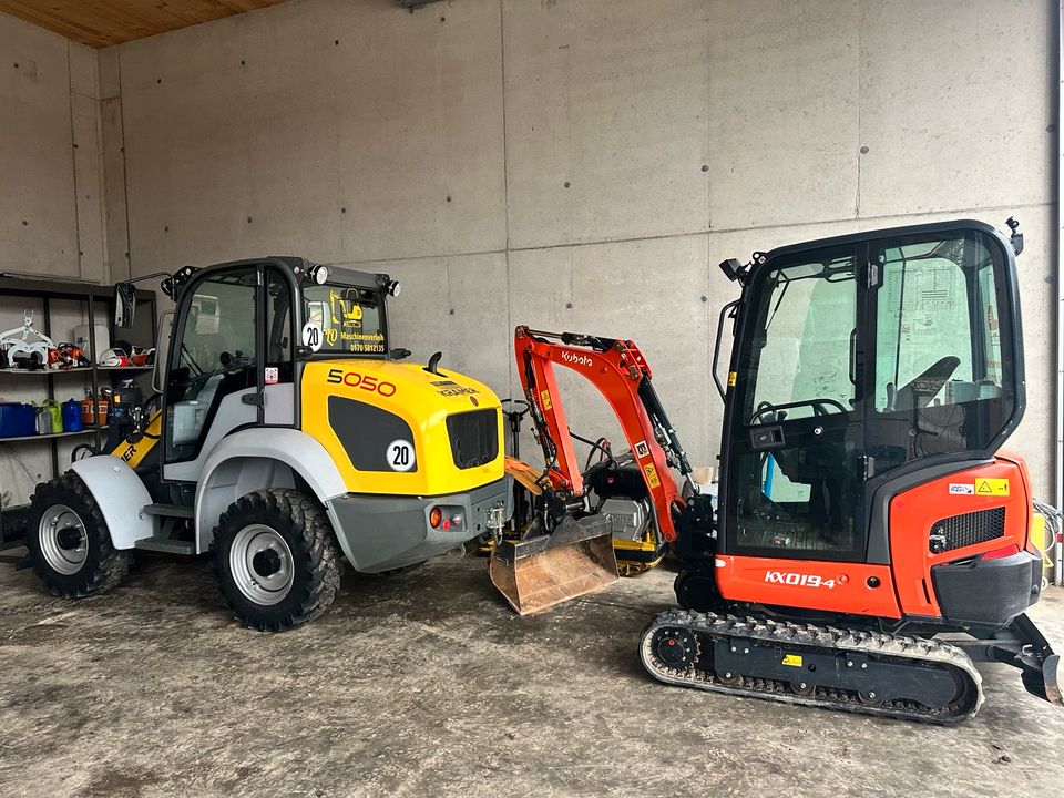 Radlader Minibagger mieten, Hoflader Miete, Kramer, Langzeitmiete in Abensberg