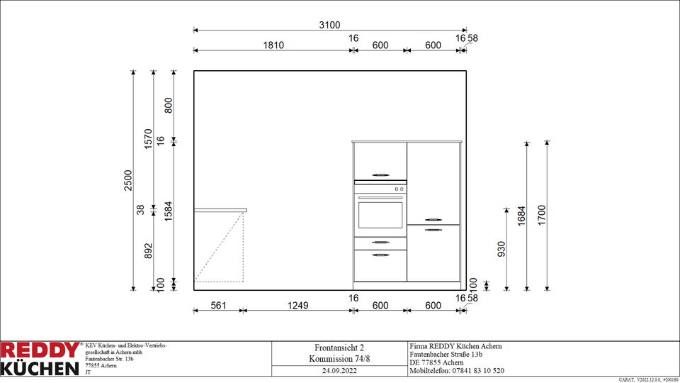 Küche Einbauküche Planungsbeispiel NEU 360cm Weißbeton Nb. in Achern