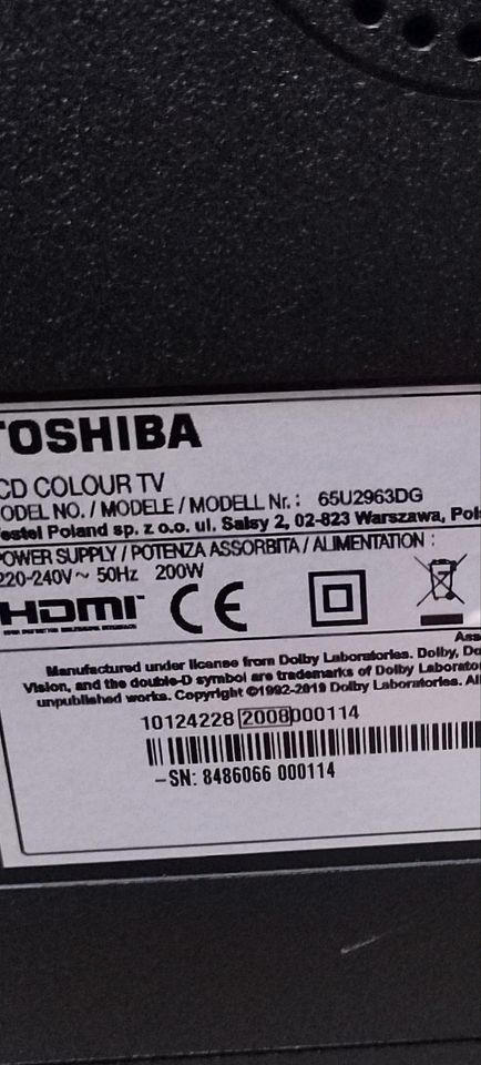 Toshiba 65U2963DG, 65 Zoll 4k LED Smart TV in Bad Nauheim