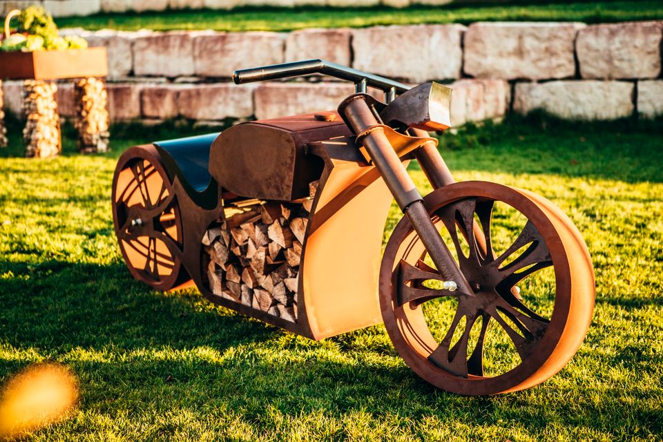 Motorrad - Grill - Stelle  260 cm Corten-Stahl BBQ Holzkohle in Gütersloh