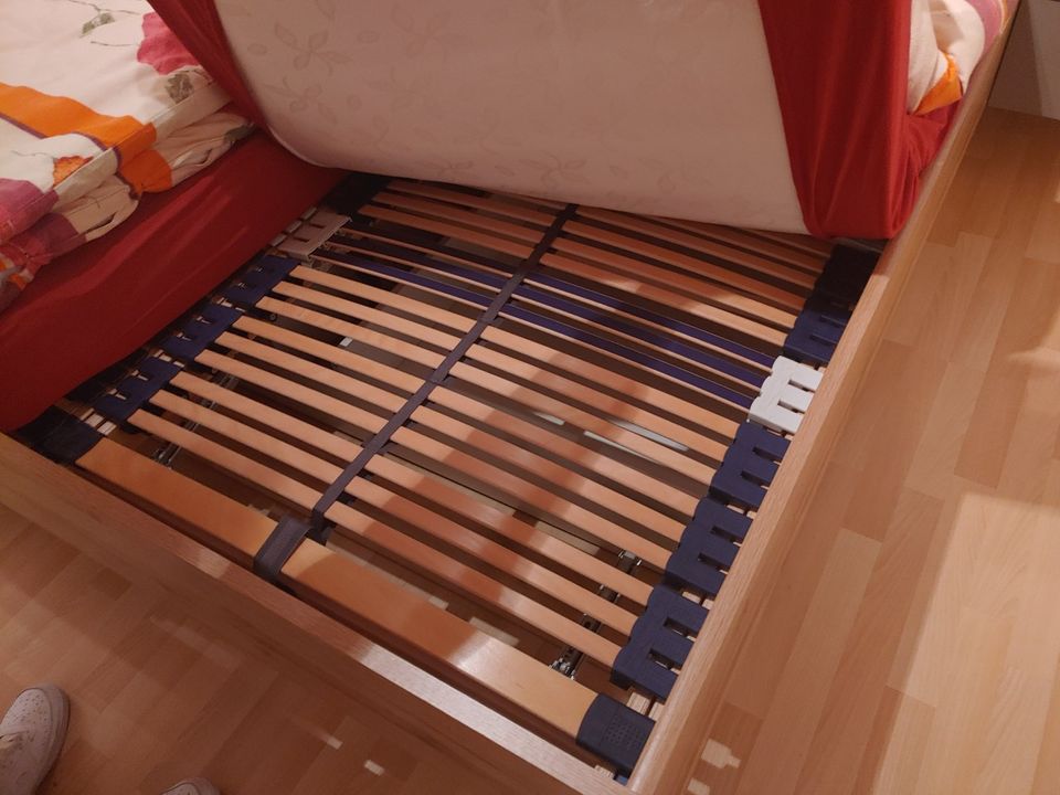 Bett Doppelbett Wildeiche/Basaltgrau mit Lattenrost und Matratzen in Lichtenau
