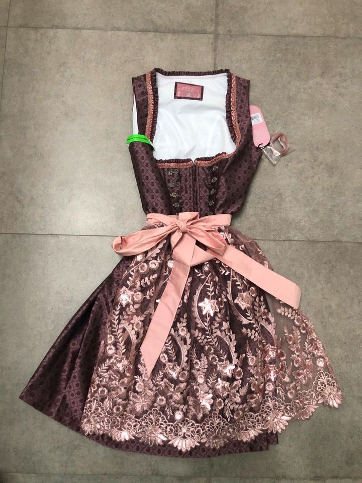 *Outlet*SALE*neues Dirndl beere bordeaux Spitzenschürze,UVP 230€ in Oberschweinbach