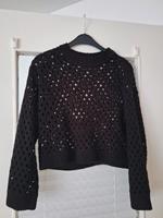 Schwarzer Häkellok Pullover S Hessen - Gelnhausen Vorschau