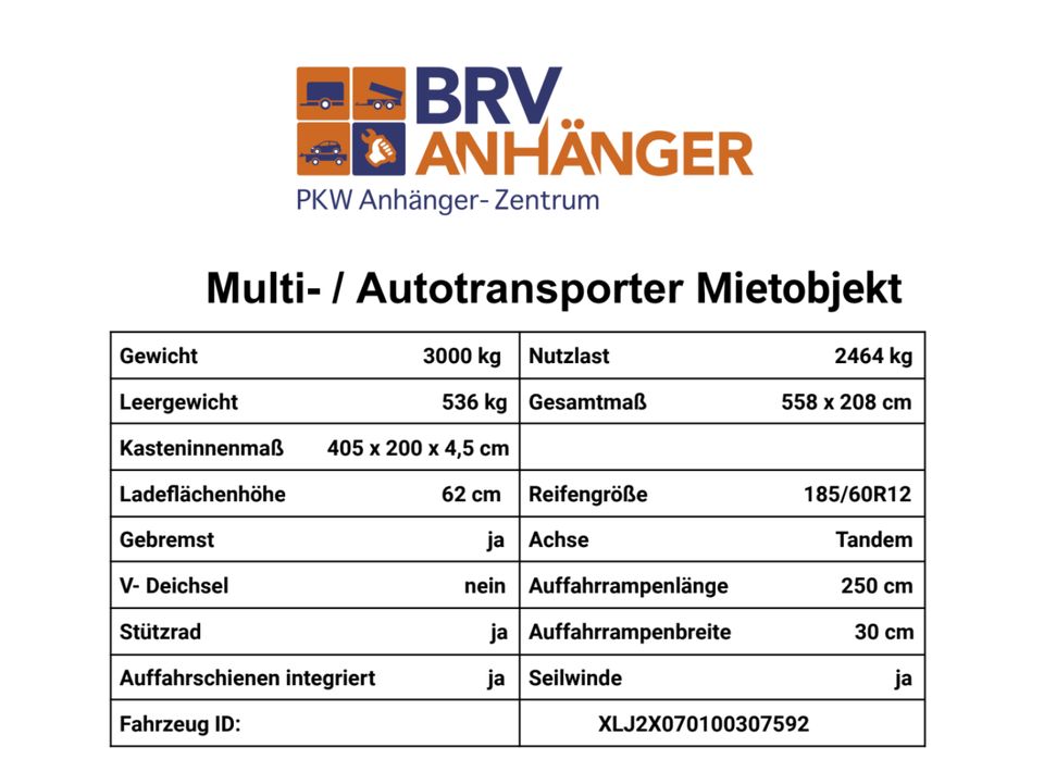 Mieten Anhänger Trailer Multi- / Autotransporter in Bremervörde