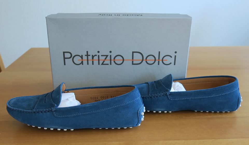 Schuhe Mokassins Slipper Patrizio Dolci Gr. 35 1/2 Blau Leder in Wetzlar