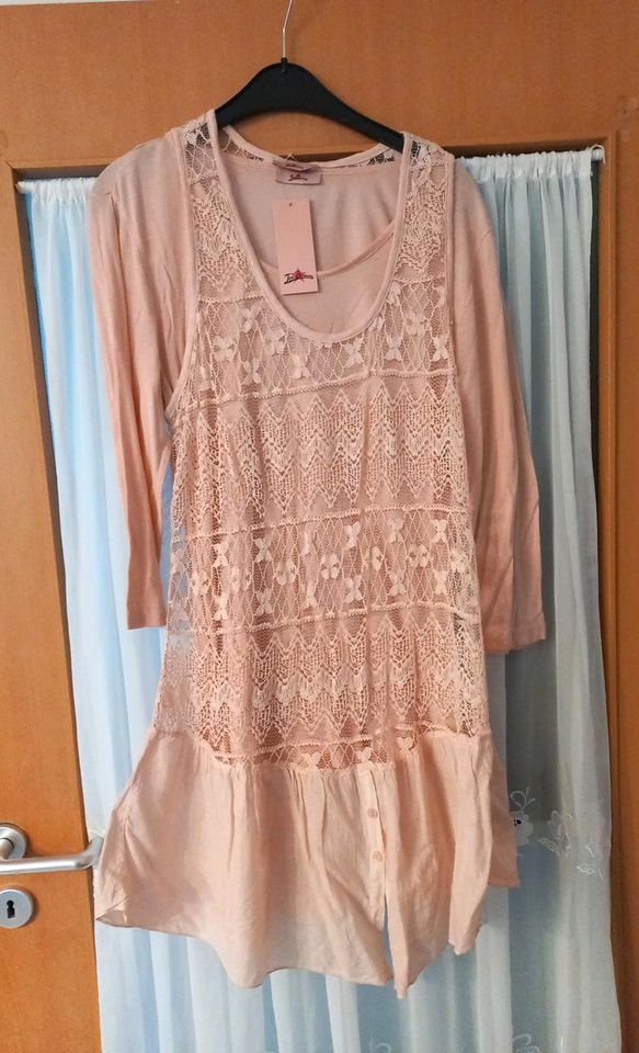 Neu ! Tunika Kleid Gr. 44  in rosa Spitze Langarm 2 Teile in Mönchengladbach