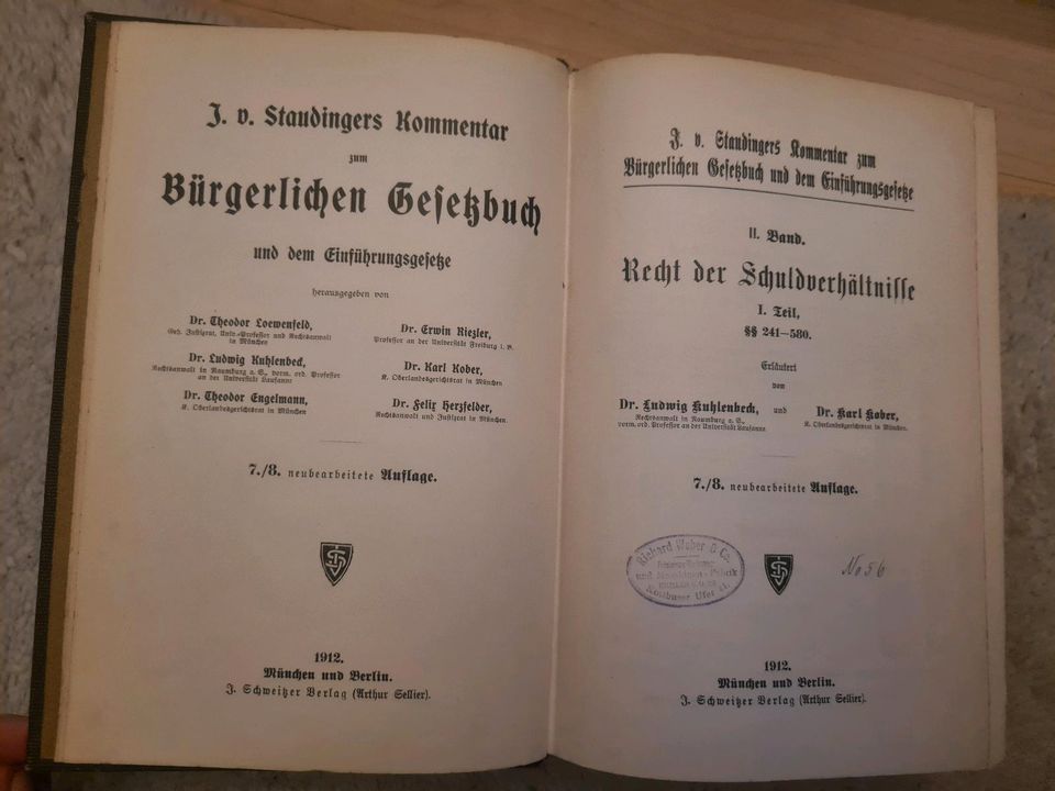 Staudinger Kommentar zum BGB und Einführungsgesetz, Jahr 1912 in Berlin