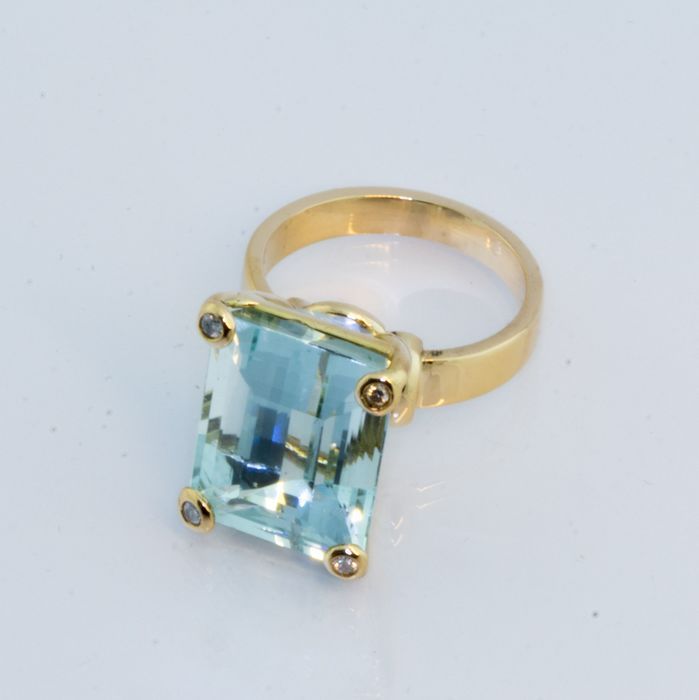 18K 750 Gold Aquamarin Diamant Ring Unikat RG 62 Zertifikat Neuw. weihnachten Damen Geschenk Versand Händler echtschmuck in Igel