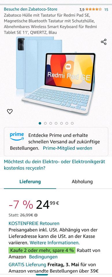 Zu verkaufen Xiaomi Pad SE+ Hülle Neu Unbenutzt in Papenburg