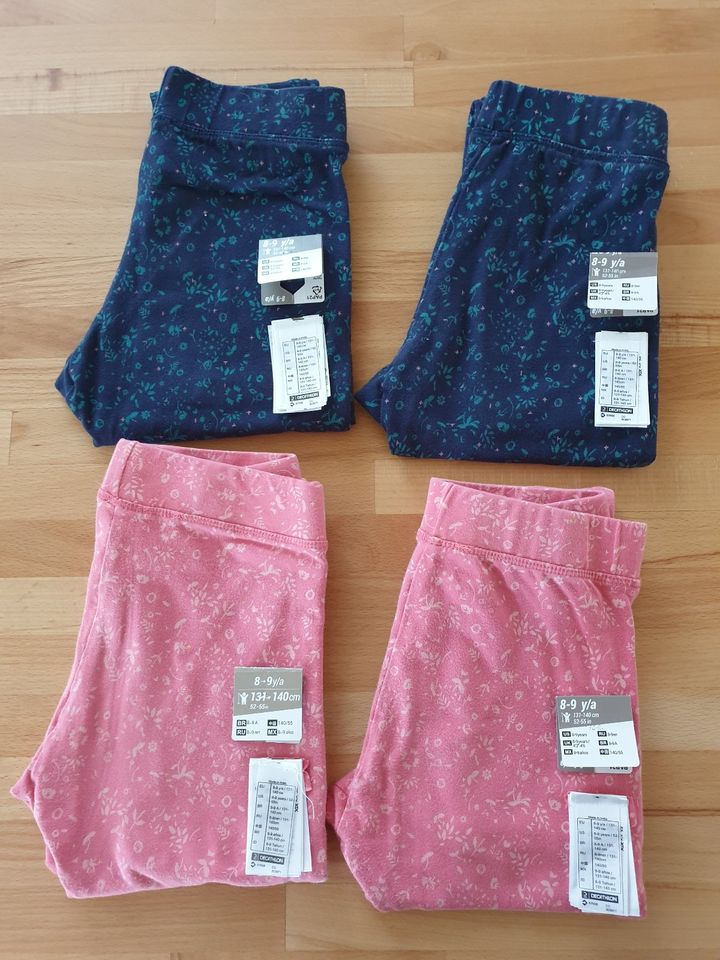 4 Domyos 320 Leggings Leggins im Paket - rosa & blau Gr. 128-134 in St. Wendel