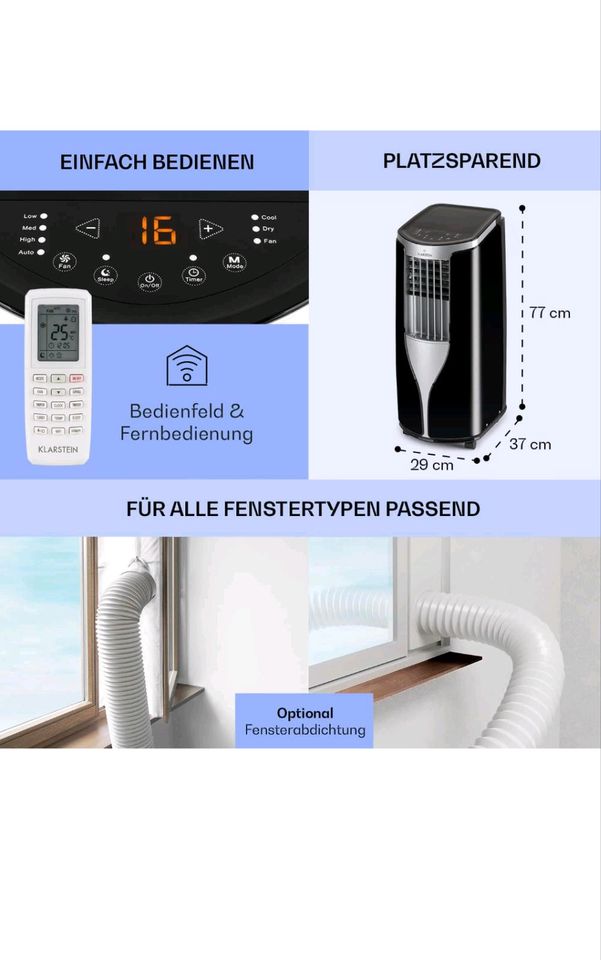 Klarstein mobile Klimaanlage mit Abluftschlauch 3-in-1 Klimagerät in Lübeck