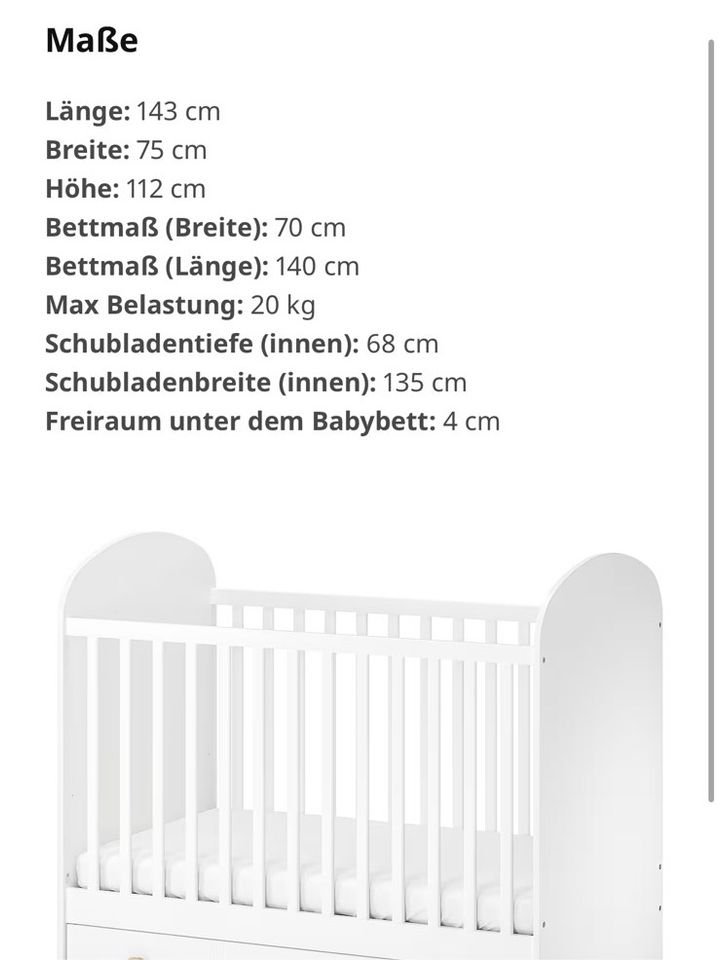 Babybett Kinderbett IKEA Gonatt mit Drömmande Matratze + Zubehör in München
