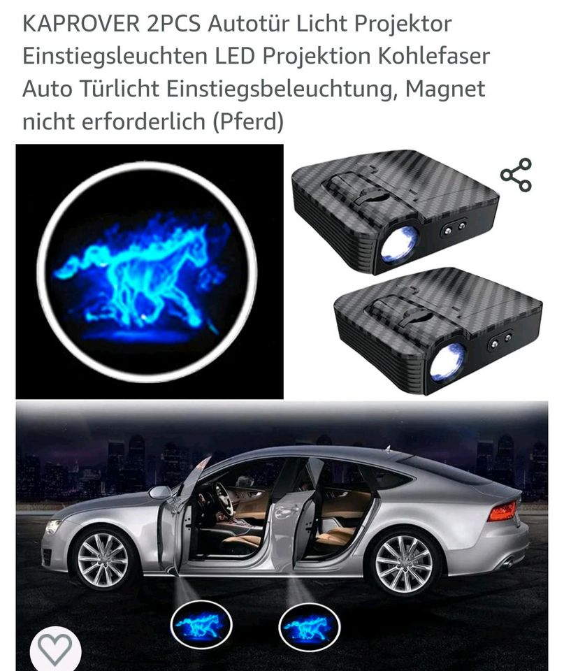 Autotür Led licht Carbon Optik Horse Logo in Bayern - Schwarzenbruck