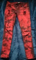 Rock Rebel Jeans rot schwarz Batik EMP gothic Hose  goa unisex Nordrhein-Westfalen - Brühl Vorschau