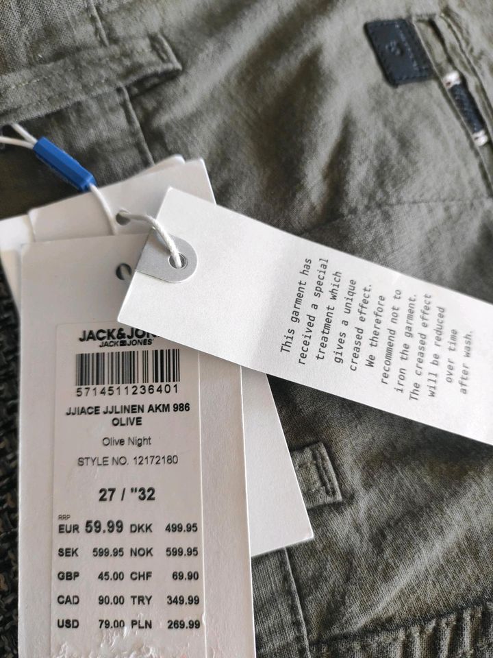 Jack & Jones Hose neue & ungetrageneLeinhose W27L32 neu NP59.90€ in Bohmte